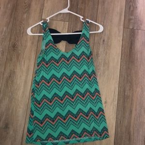 teal, orange, & navy blue tank